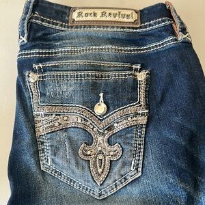Rock Revival Blue Skinny Jeans with Ornate Detailing